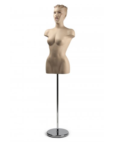 Woman vintage and abstract bust, long hair